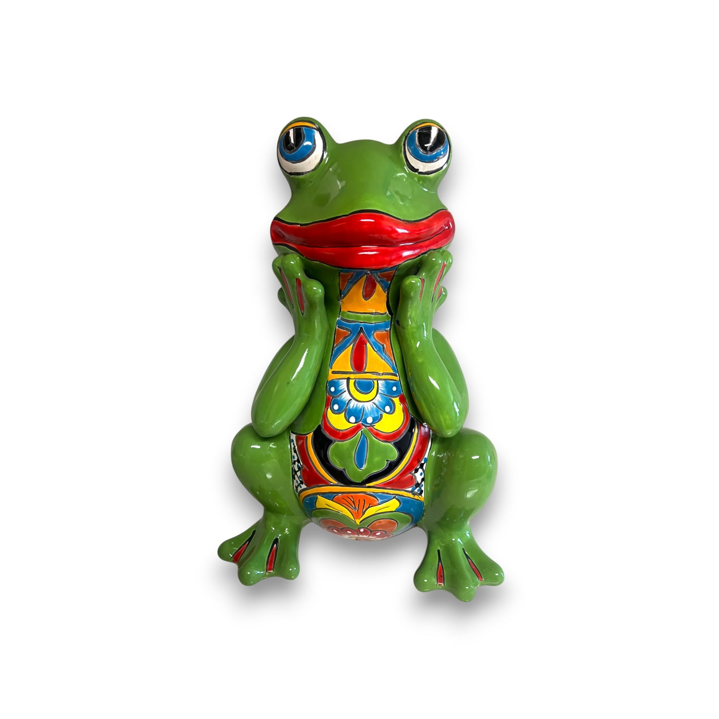 Talavera Frog Statue | Vibrant Hand-Painted Mexican Ceramic Art