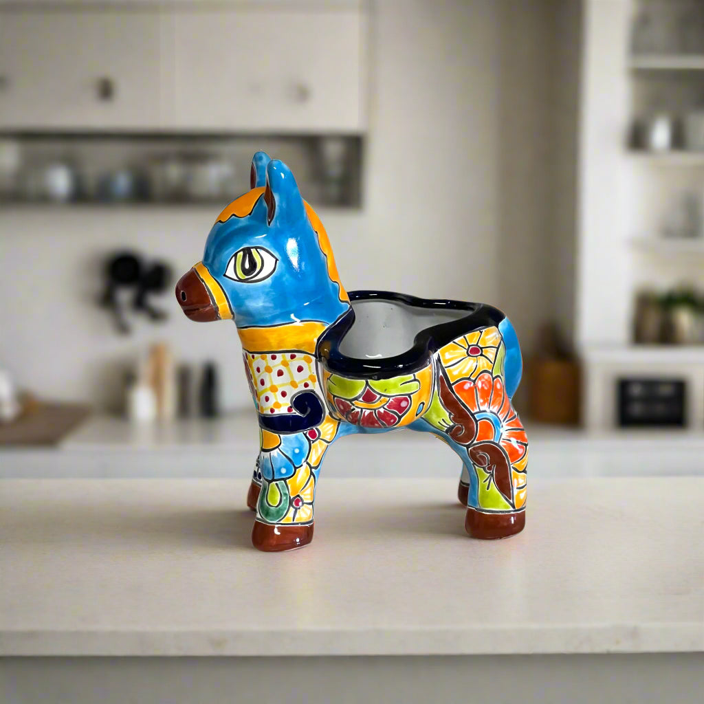 Talavera Donkey Planter | Handmade Mexican Ceramic Burro Pot