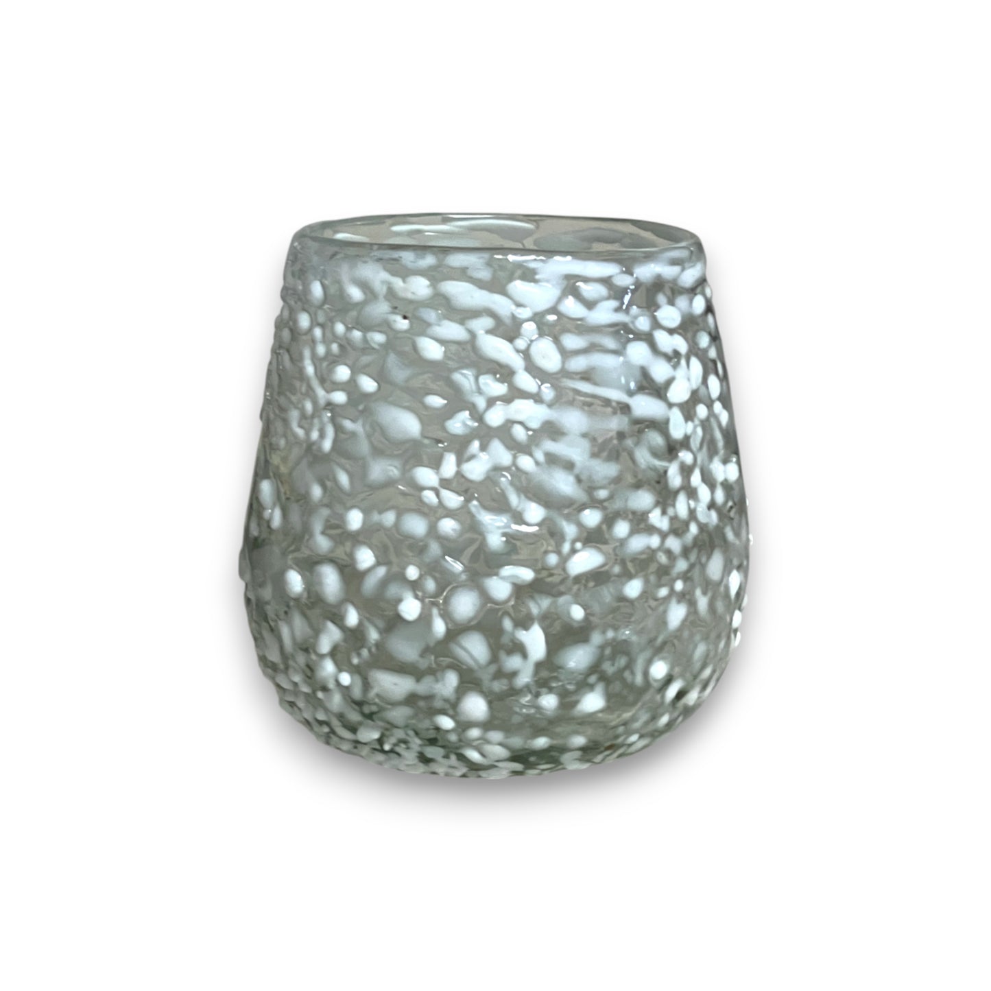 White Pebbled Wine Glass | Hand-Blown Mexican Stemless Glassware