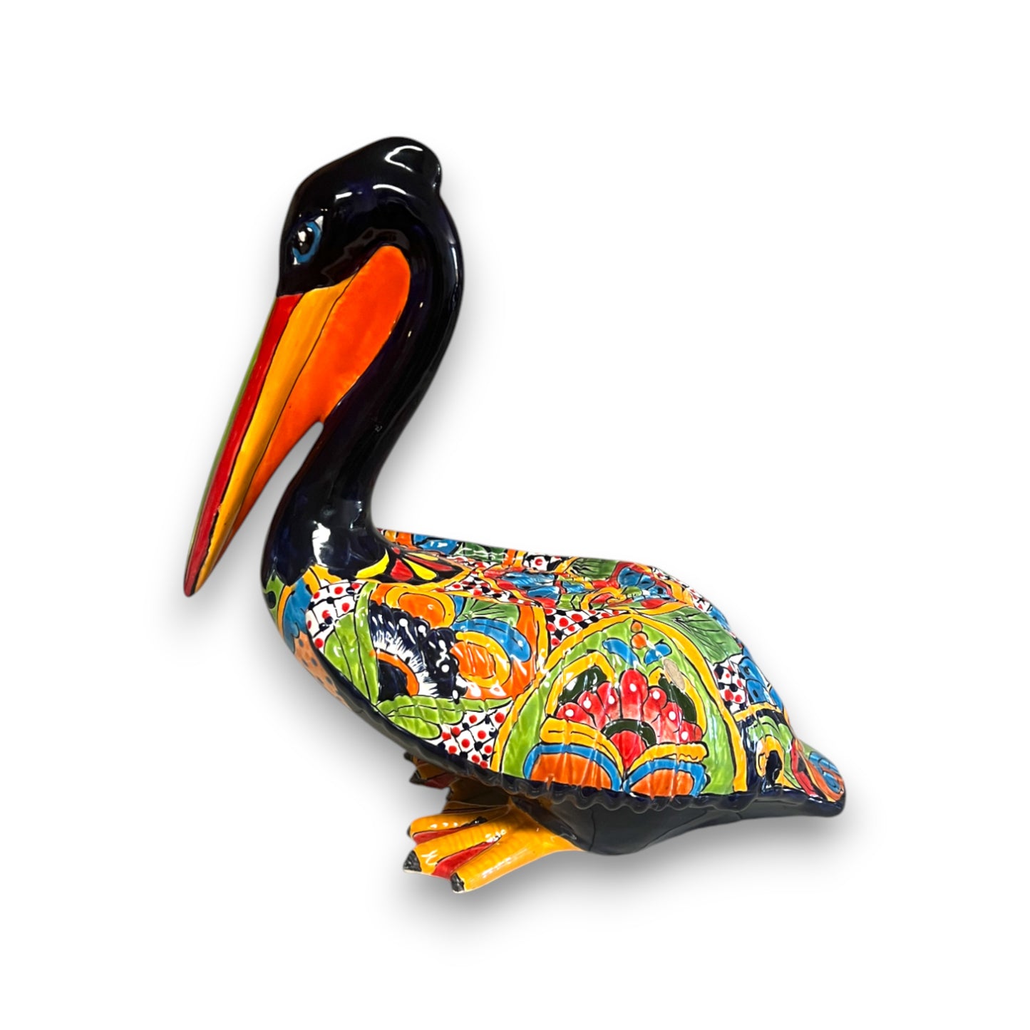 Talavera Pelican Statue | Hand-Painted Mexican Ceramic Decor