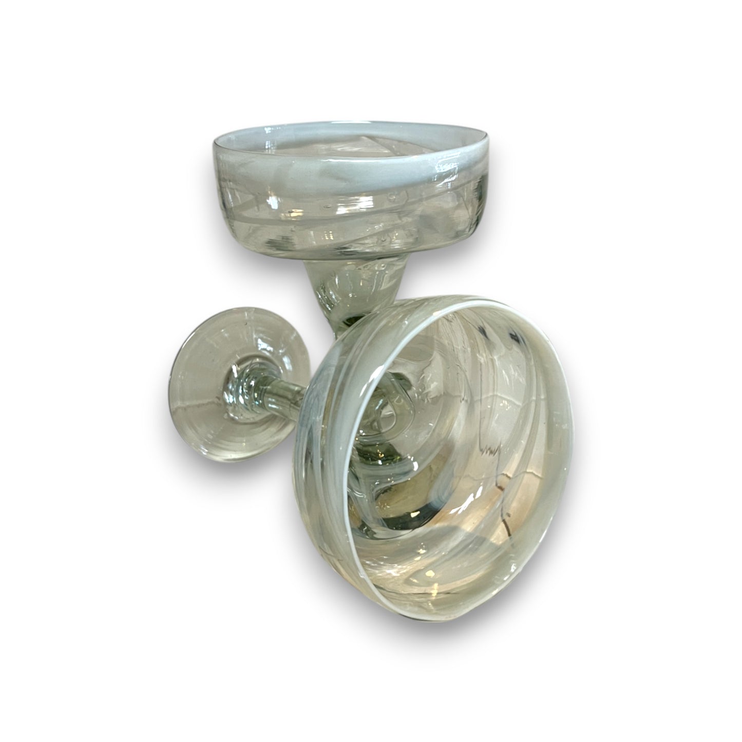 White Swirl Margarita Glass | Hand Blown Mexican Barware