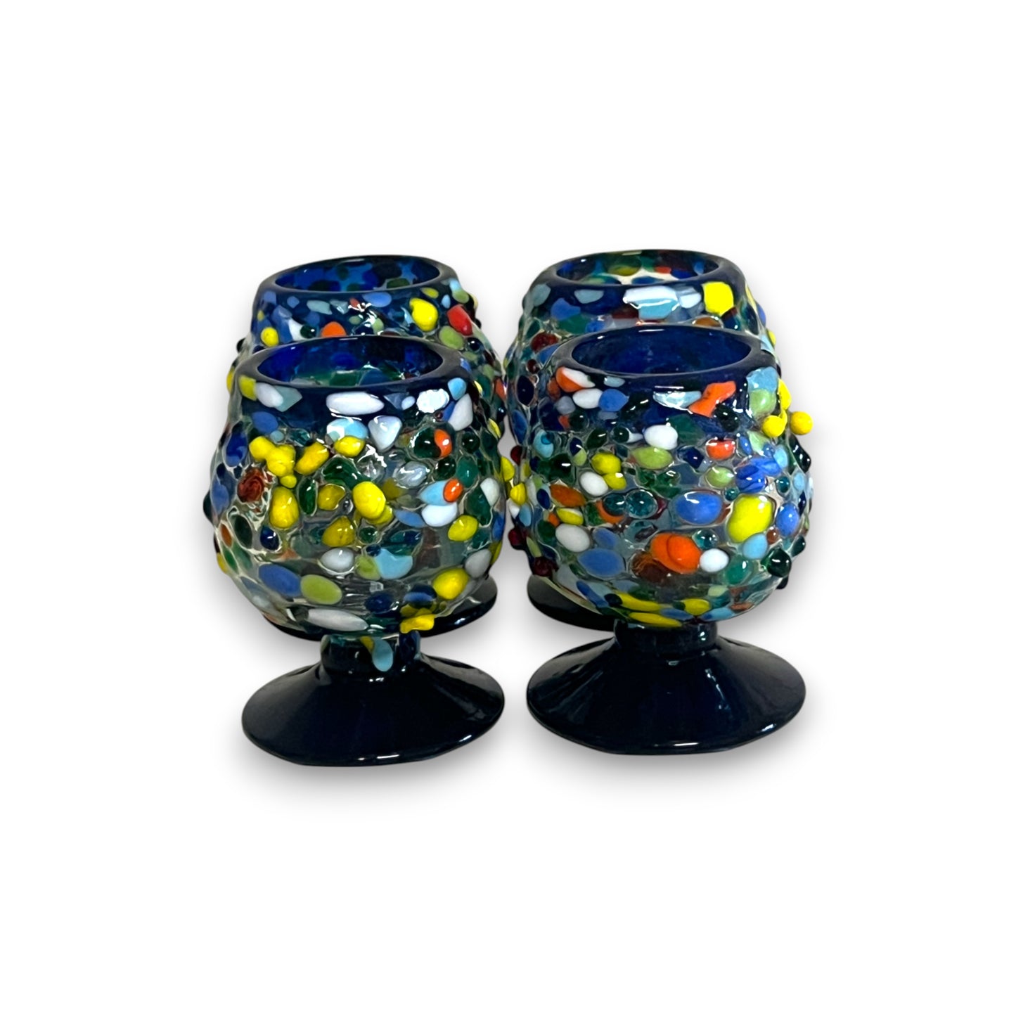 Confetti Rock Shot Glass | Blue Rim Cognac Style