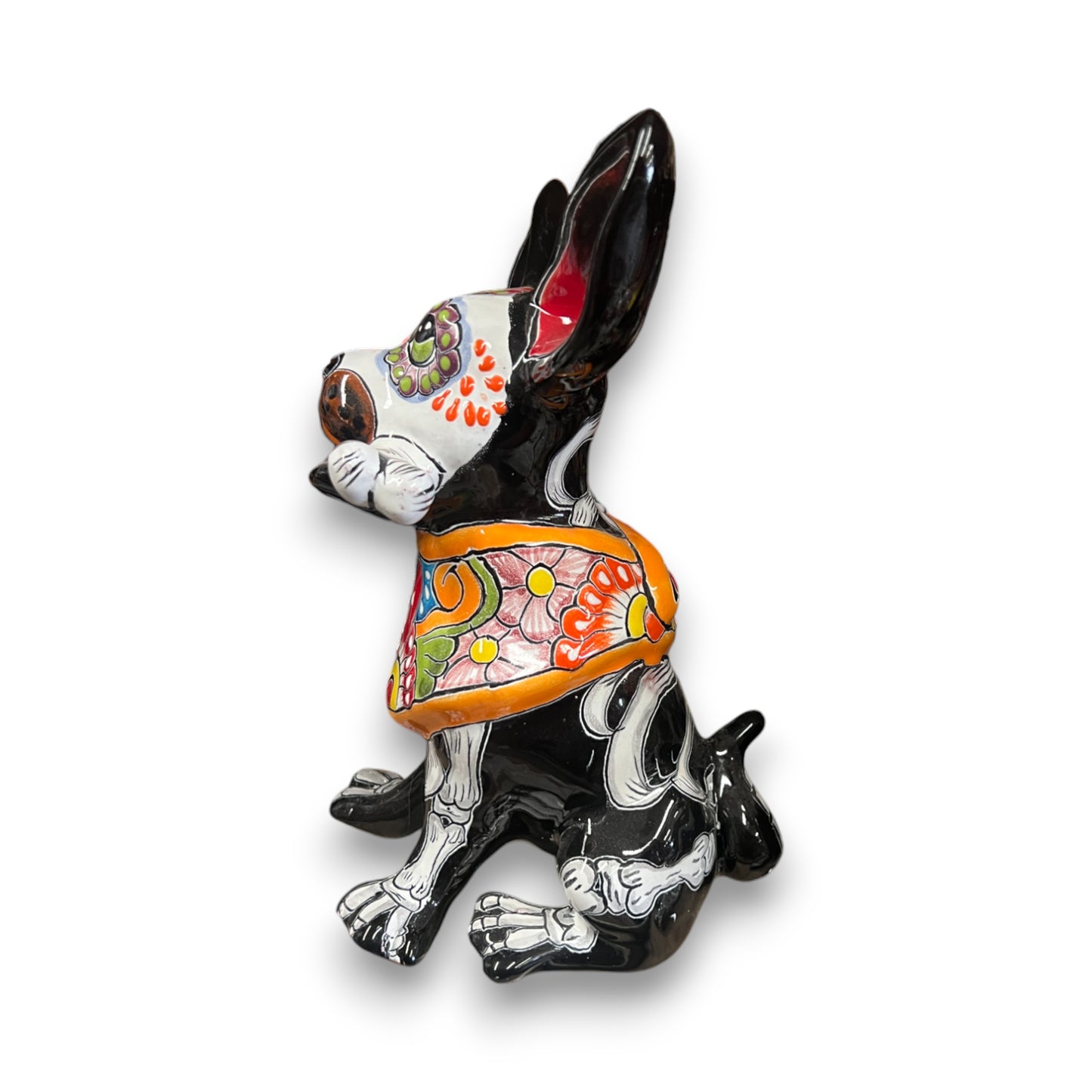 Talavera Chihuahua Holding Bone | Day of the Dead Dog Figurine