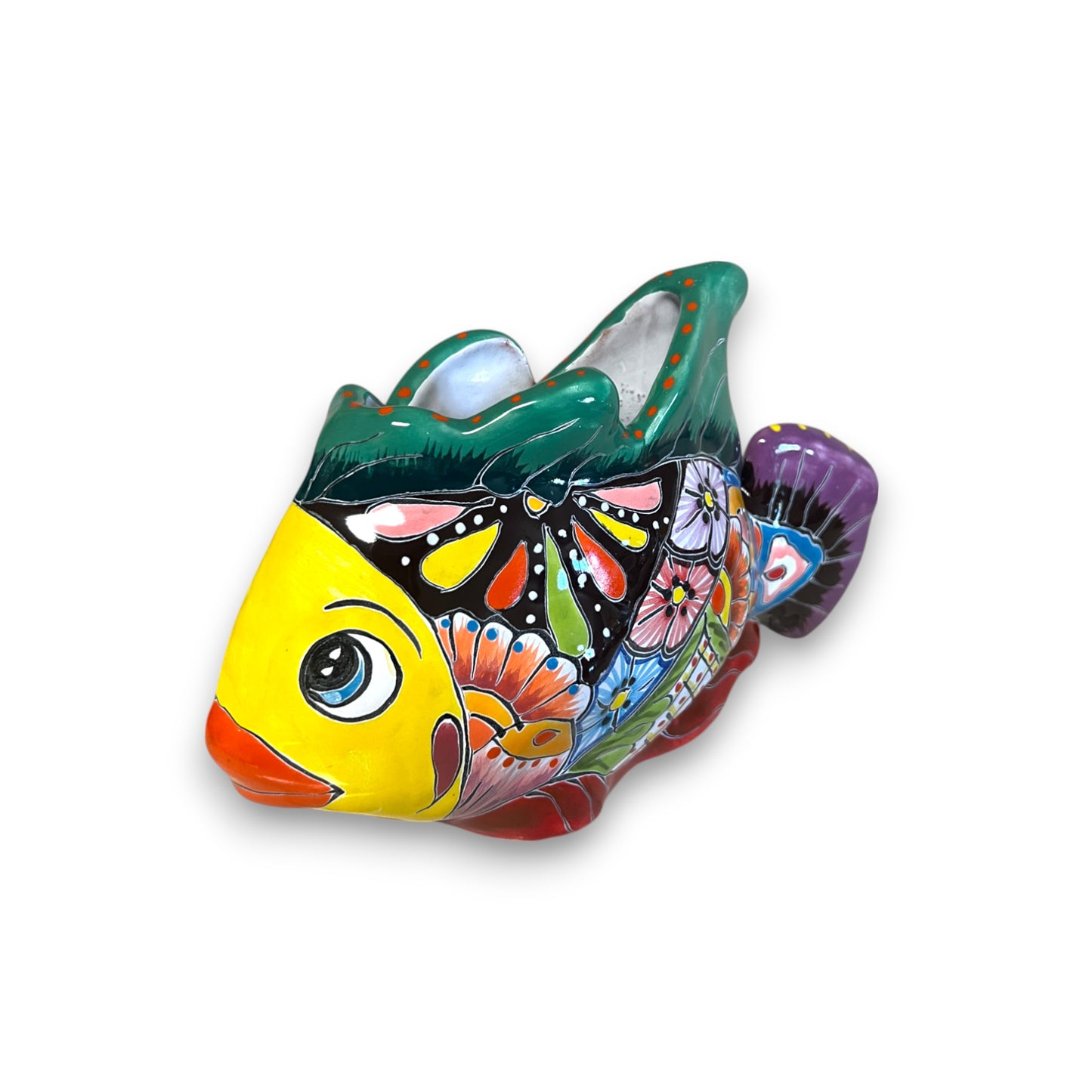Talavera Fish Planter | Hand-Painted Colorful Mexican Pottery