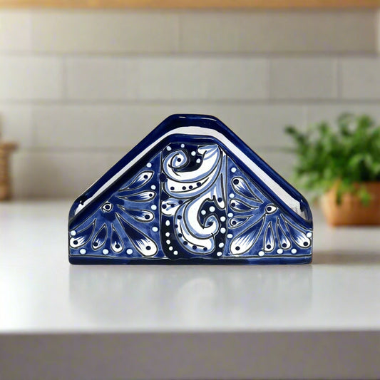 Talavera Napkin Holder | Mexican Blue & White Decor