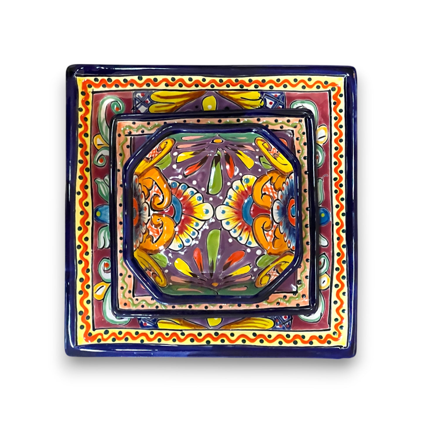 Talavera Square Dinnerware Set | 12-Piece Mexican Pottery Set