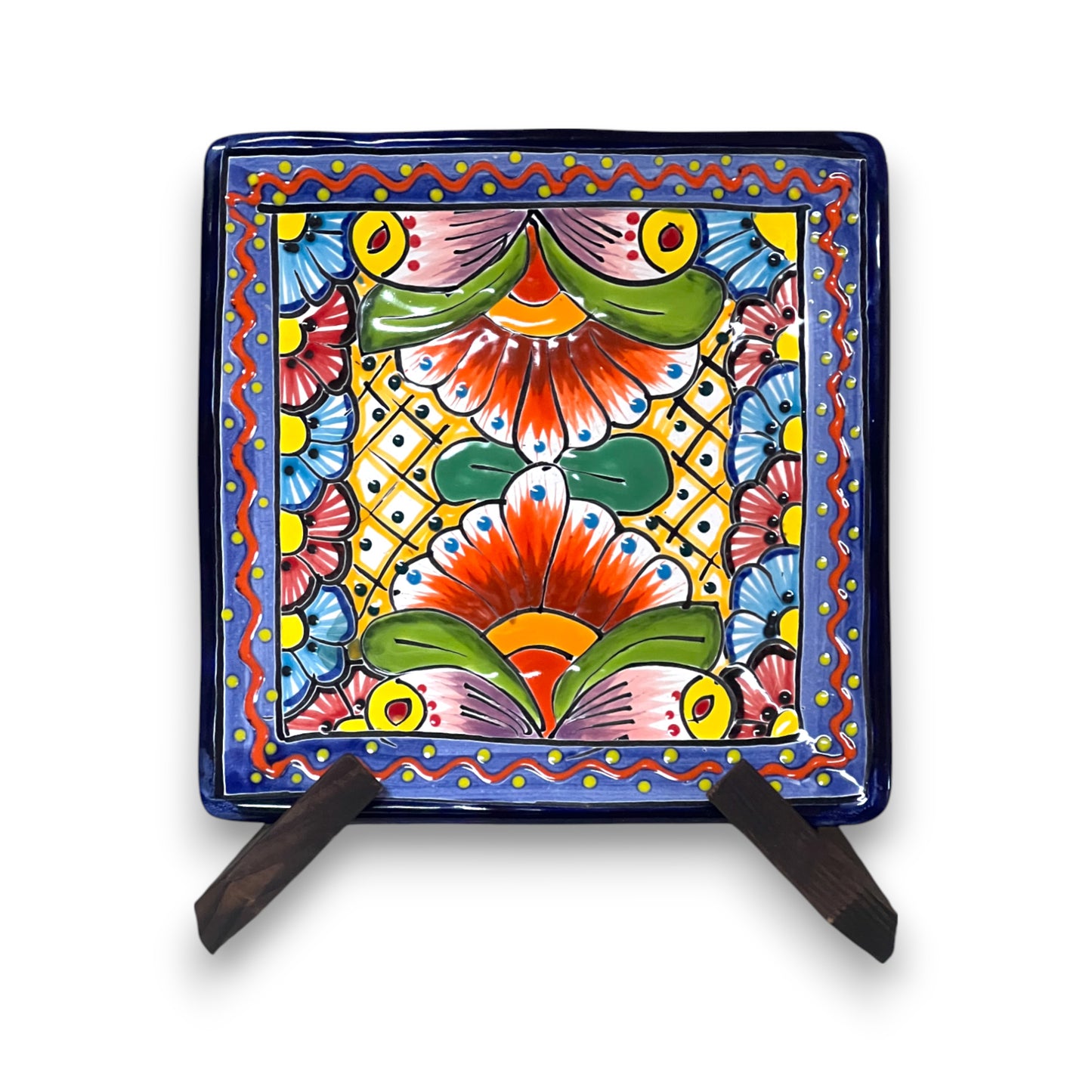 8" Square Talavera Plate | Colorful Mexican Handmade Dish