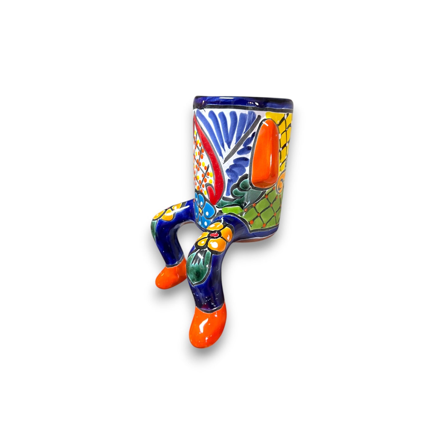 Talavera Person Planter | Table Edge Pot with Arms and Legs