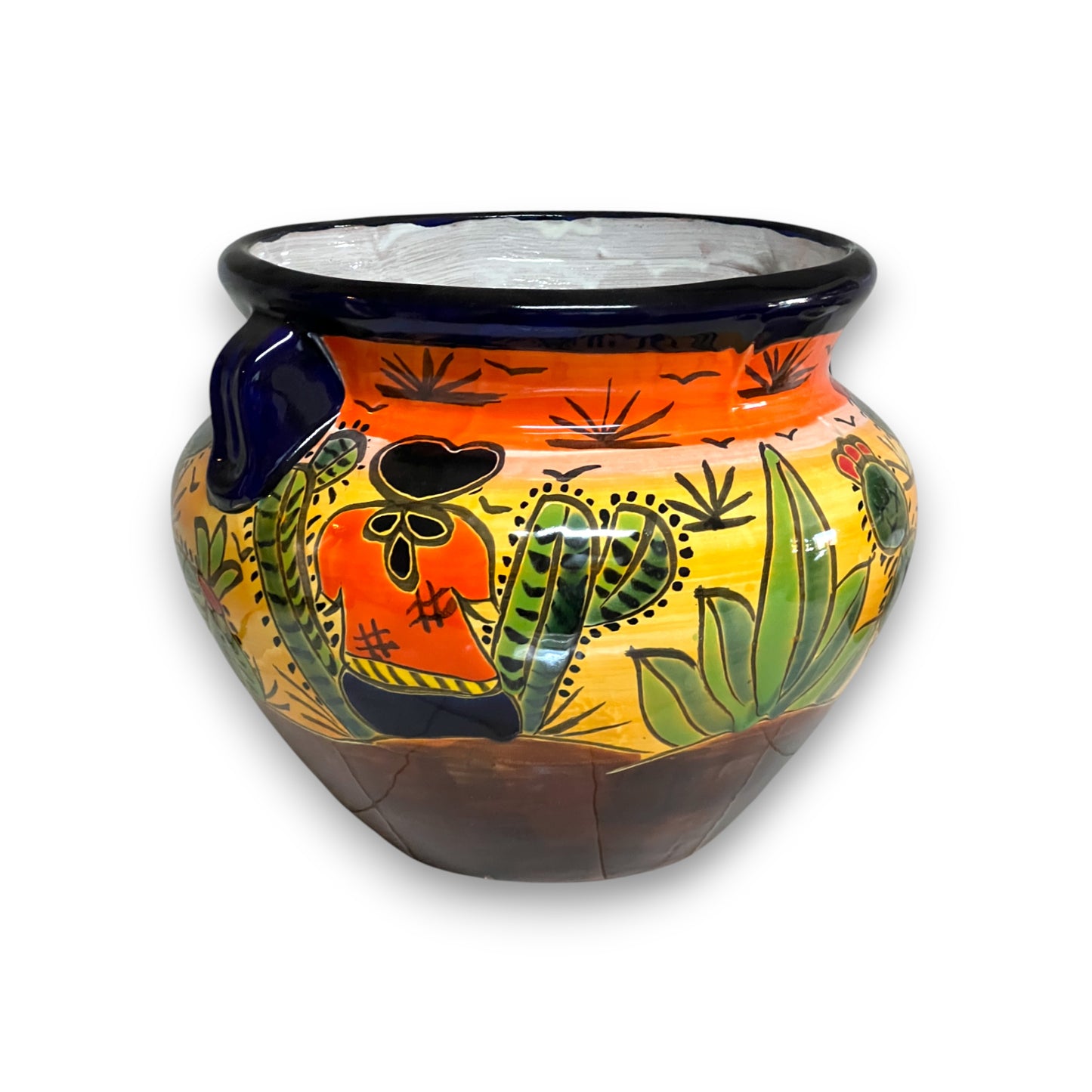 Talavera Flower Pot | Hand-Painted Desert Scene Mexican Planter
