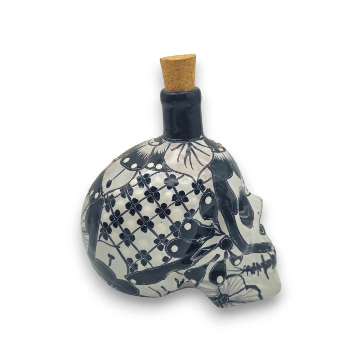 Talavera Skull Decanter with 6 Shot Glasses | Mexican Bar Set