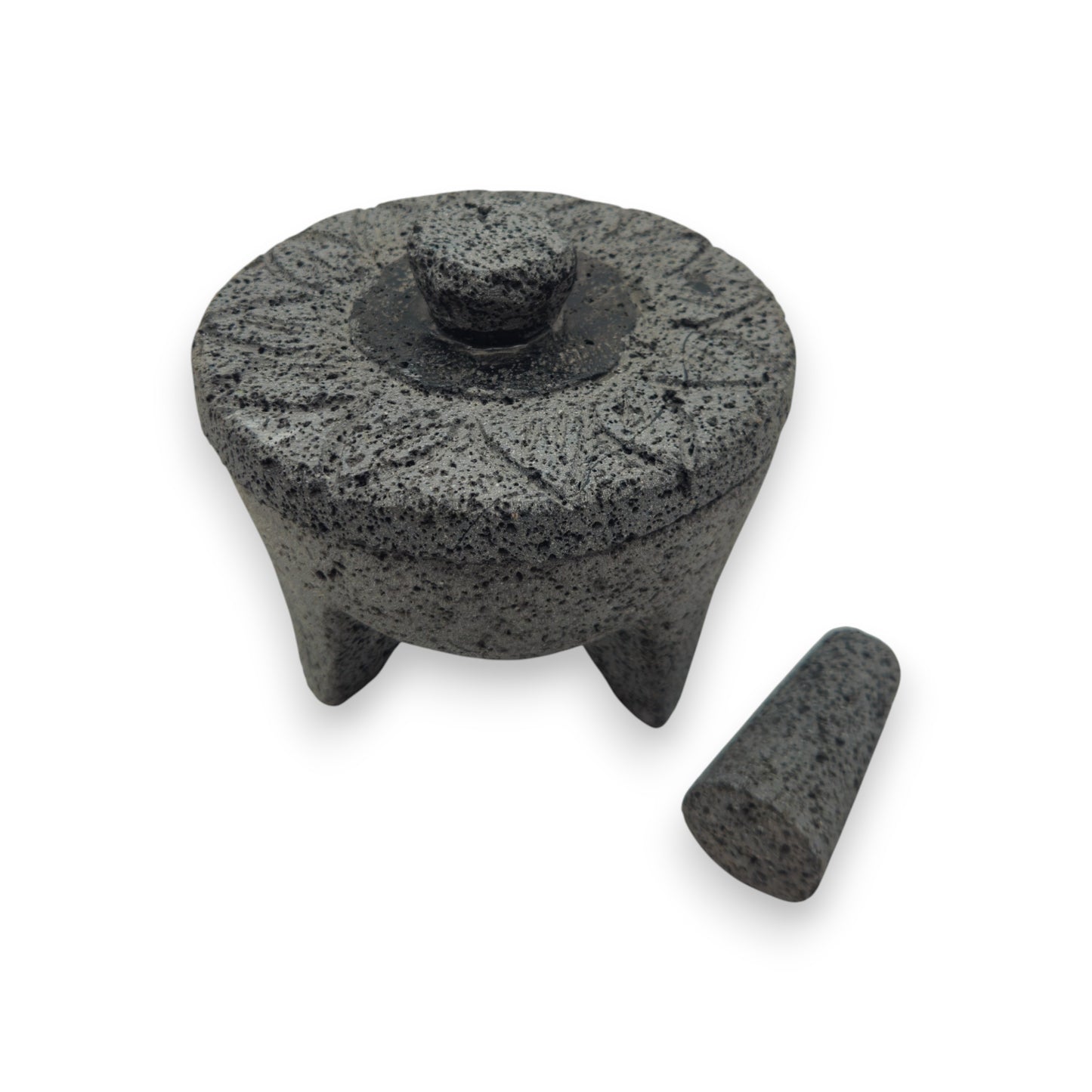 Sunflower Lid Volcanic Molcajete | Mexican Mortar & Pestle