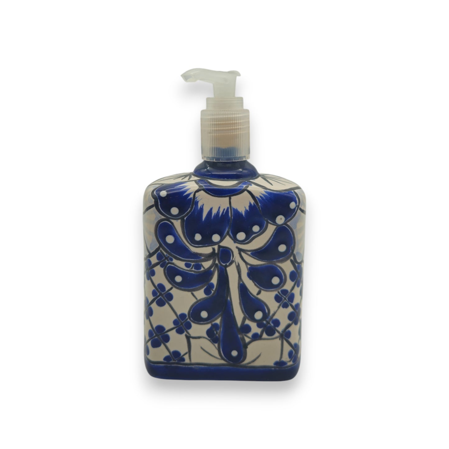 Hand-Painted Blue Talavera Soap Dispenser | Floral Ceramic Decor