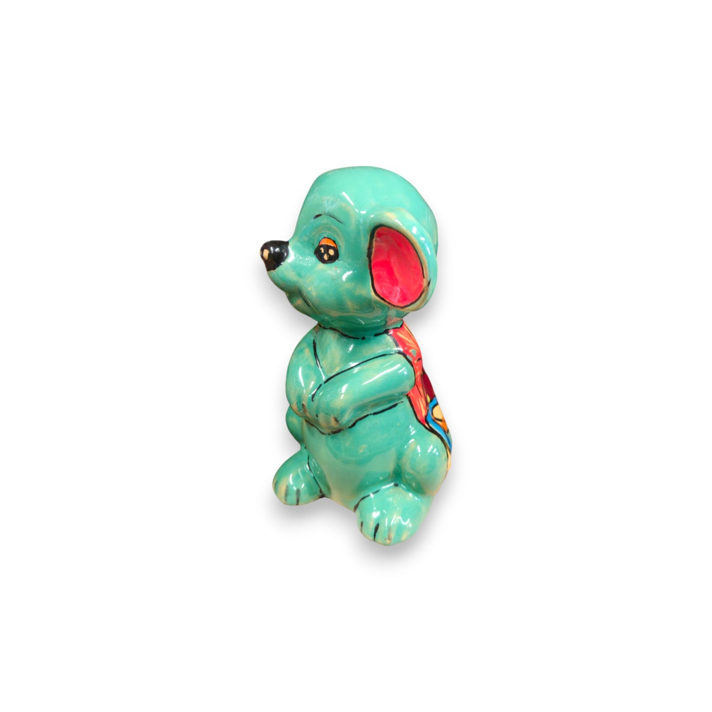 Bright Talavera Mouse Figurine | Mexican Folk Art Accent