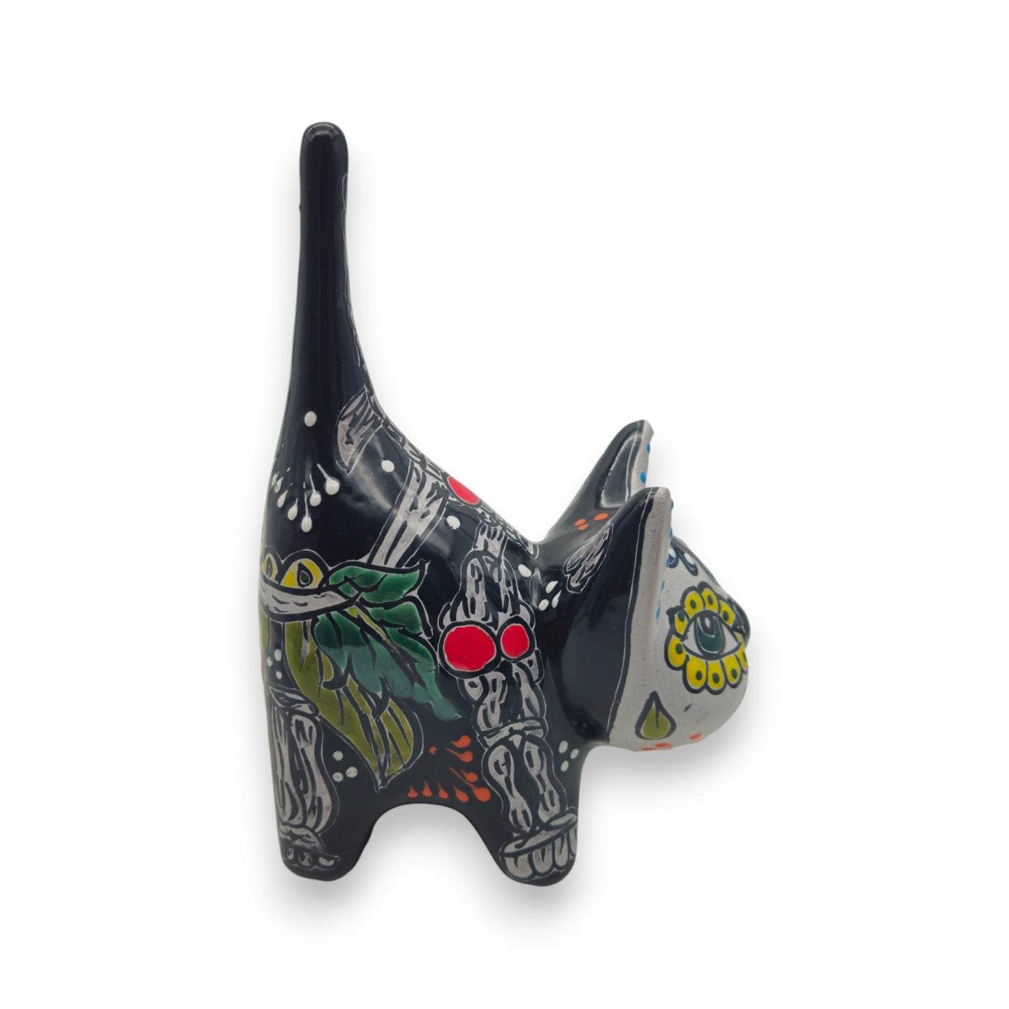 Talavera Cat Figurine | Day of the Dead Handcrafted Art