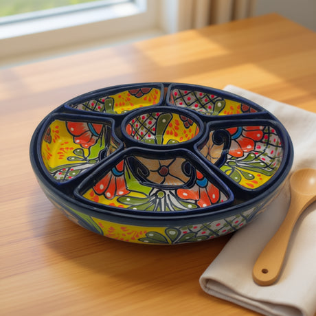 Talavera Appetizer Tray Set | Mexican Hand-Painted Pottery