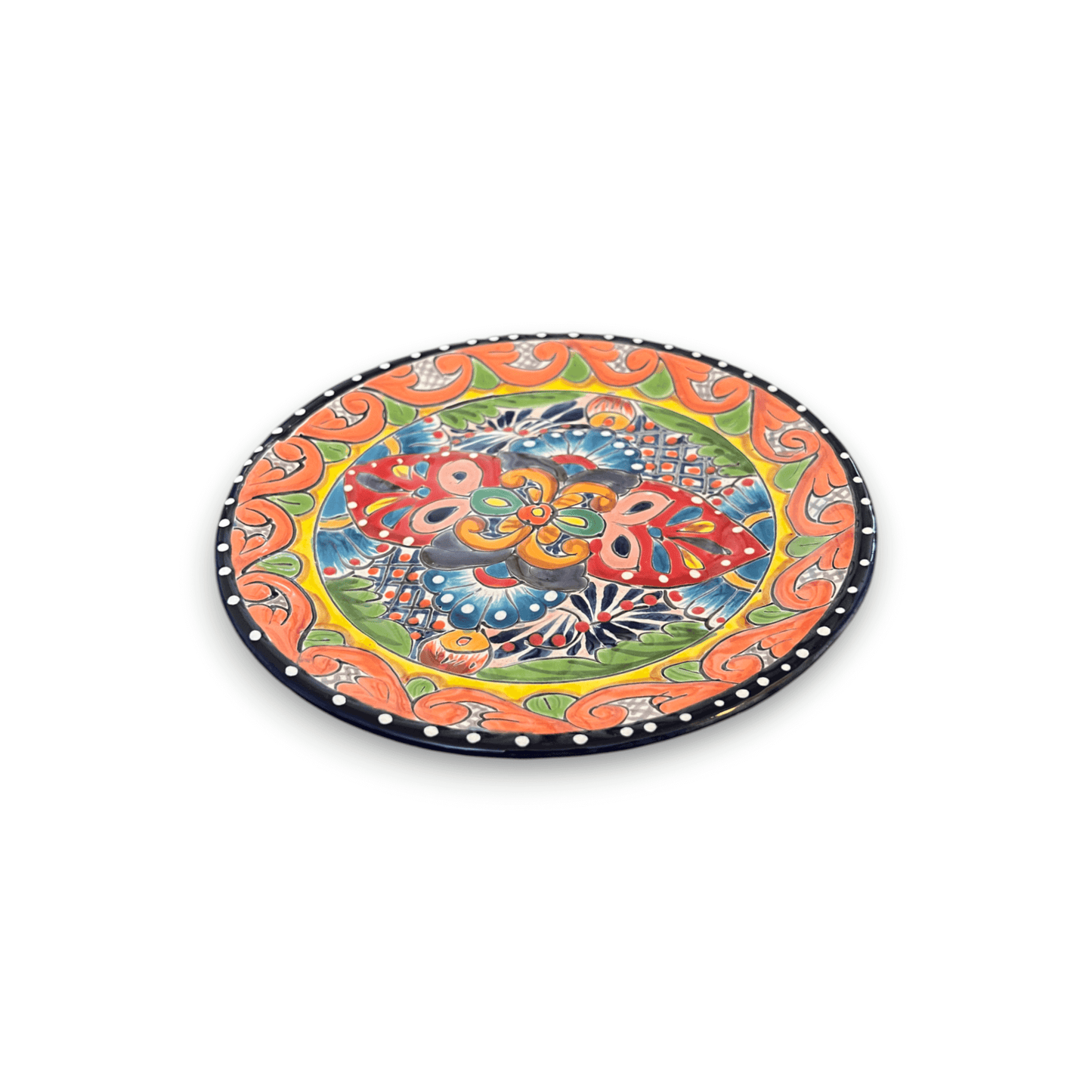 8" Talavera Ceramic Dinner Plate | Authentic Mexican Dinnerware hand-painted colorful floral design, kiln-fired lead-free glaze, Guanajuato artisan plate