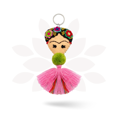 Frida Kahlo Embroidered Keychain / Zipper Pull - Mexico