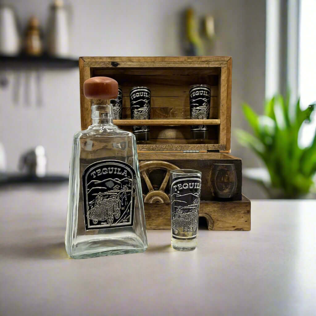 Mexican Shot Glass & Decanter Set | Rustic Charm