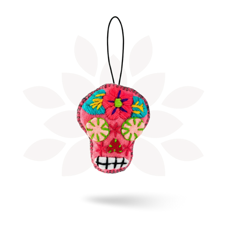 Hand-Embroidered Sugar Skull Ornament - Mexico