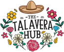 Logo of 'The Talavera Hub' with a sombrero and colorful flowers on a white background