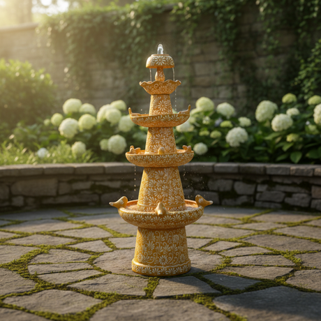 Brown & White Talavera Fountain - lifestyle product view 1