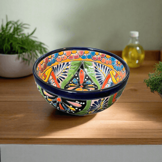 5" Colorful Talavera Ceramic Bowl | Mexican Dinnerware - hand-painted Talavera bowl from Guanajuato with vibrant floral design