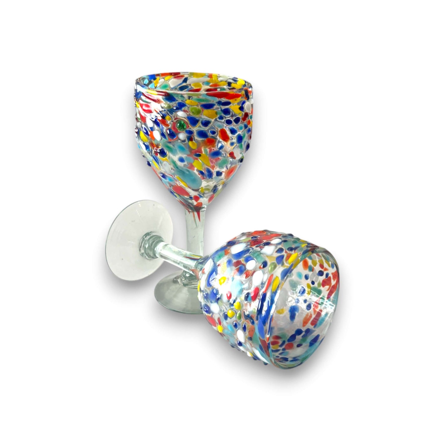 Hand-Blown Confetti Wine Glass | Mexican Artistry