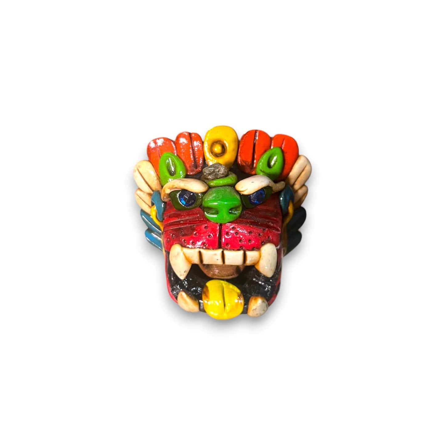 Aztec Death Whistle | Handcrafted Mexican Cultural Instrument - colorful handcrafted fierce creature head whistle from Guanajuato, Mexico
