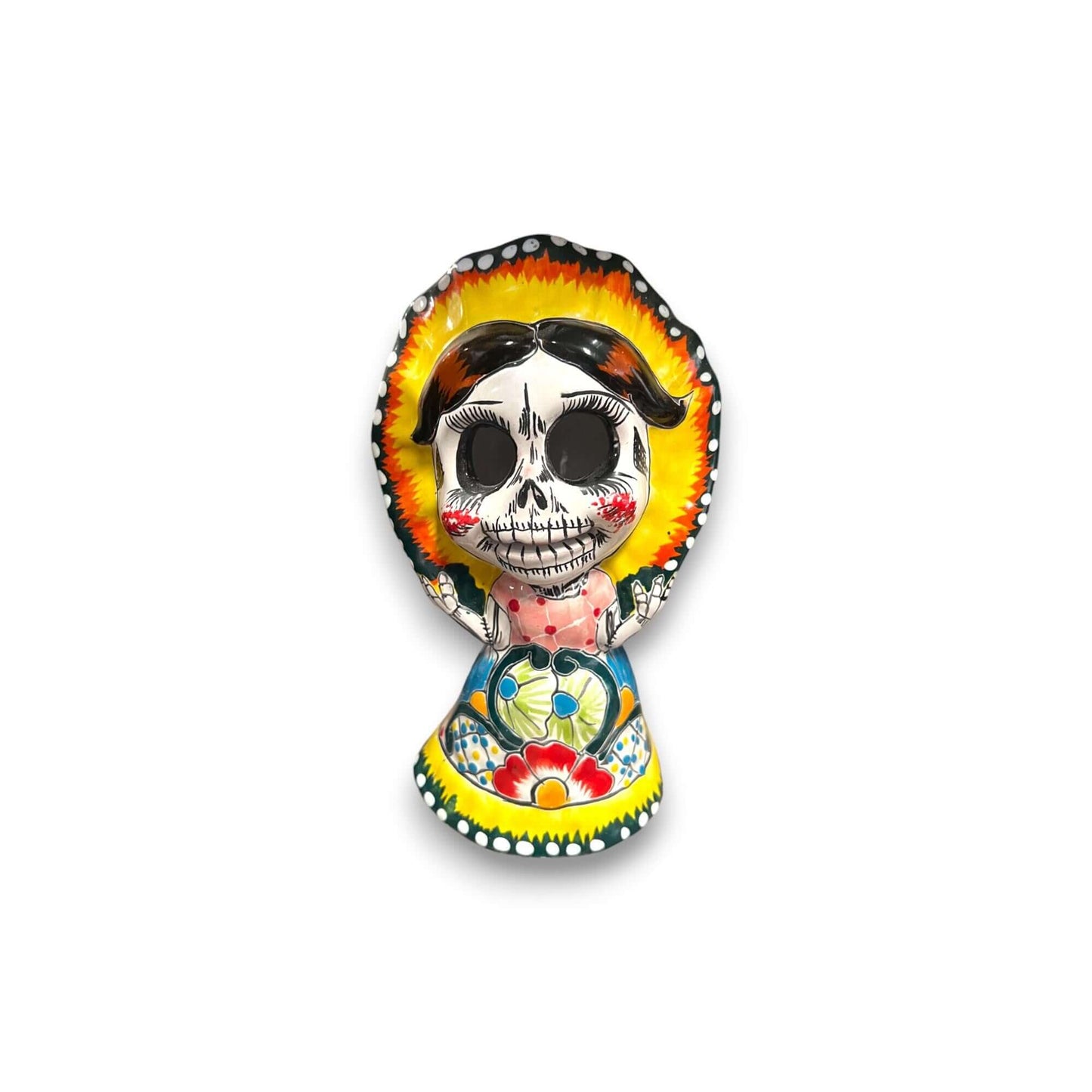 Handcrafted Talavera Skeleton Woman Statue | Decor