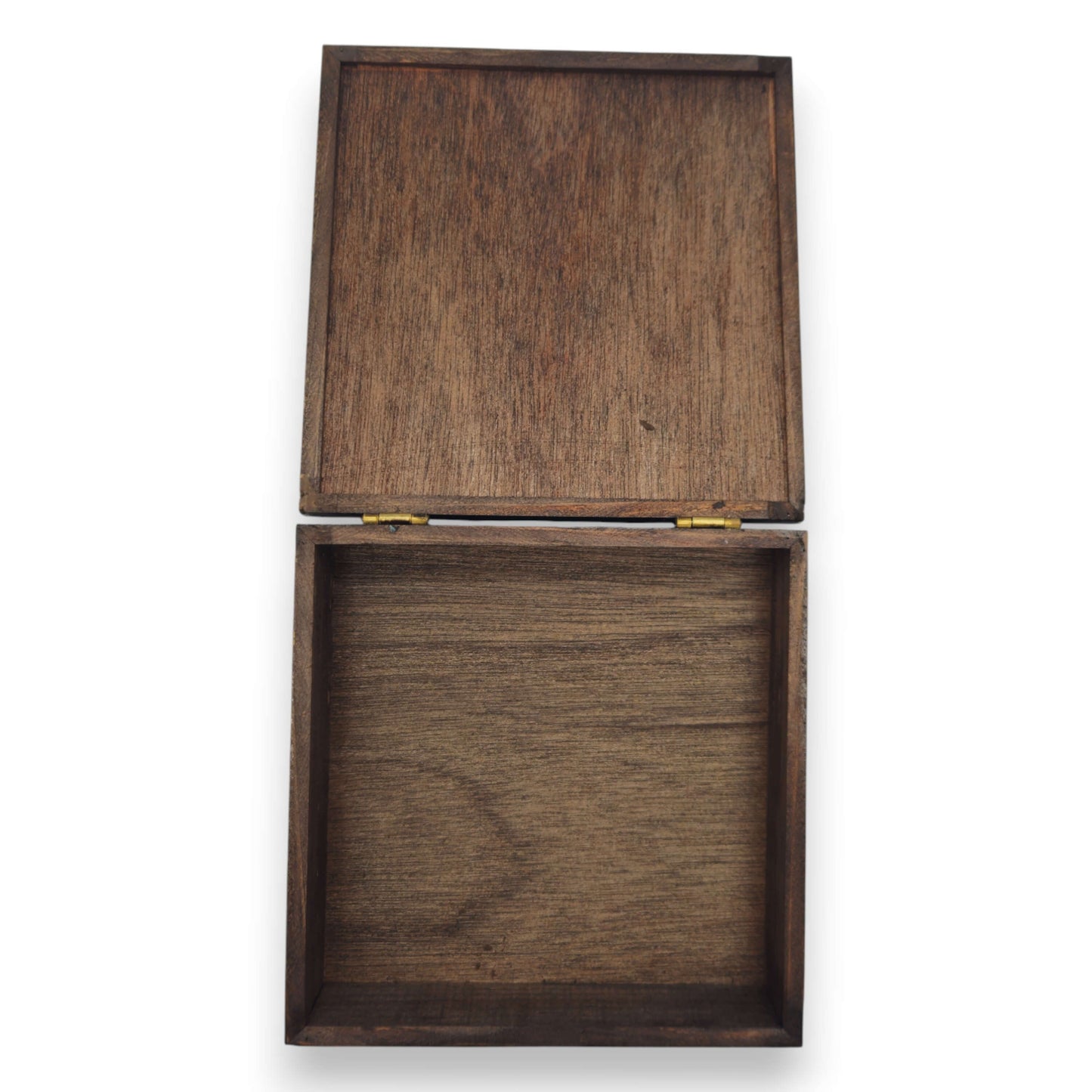 Handcrafted Talavera Tile Keepsake Box | Mexican Wooden Jewelry Box open dark-stained wooden interior, handcrafted storage for jewelry and small treasures