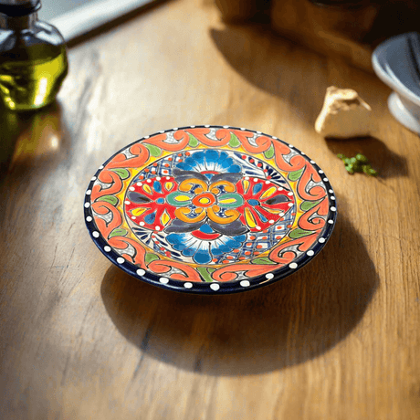 6" Talavera Ceramic Dinner Plate | Authentic Mexican Dinnerware - hand-painted 6-inch Talavera plate from Guanajuato, vibrant floral design, lead-free glaze