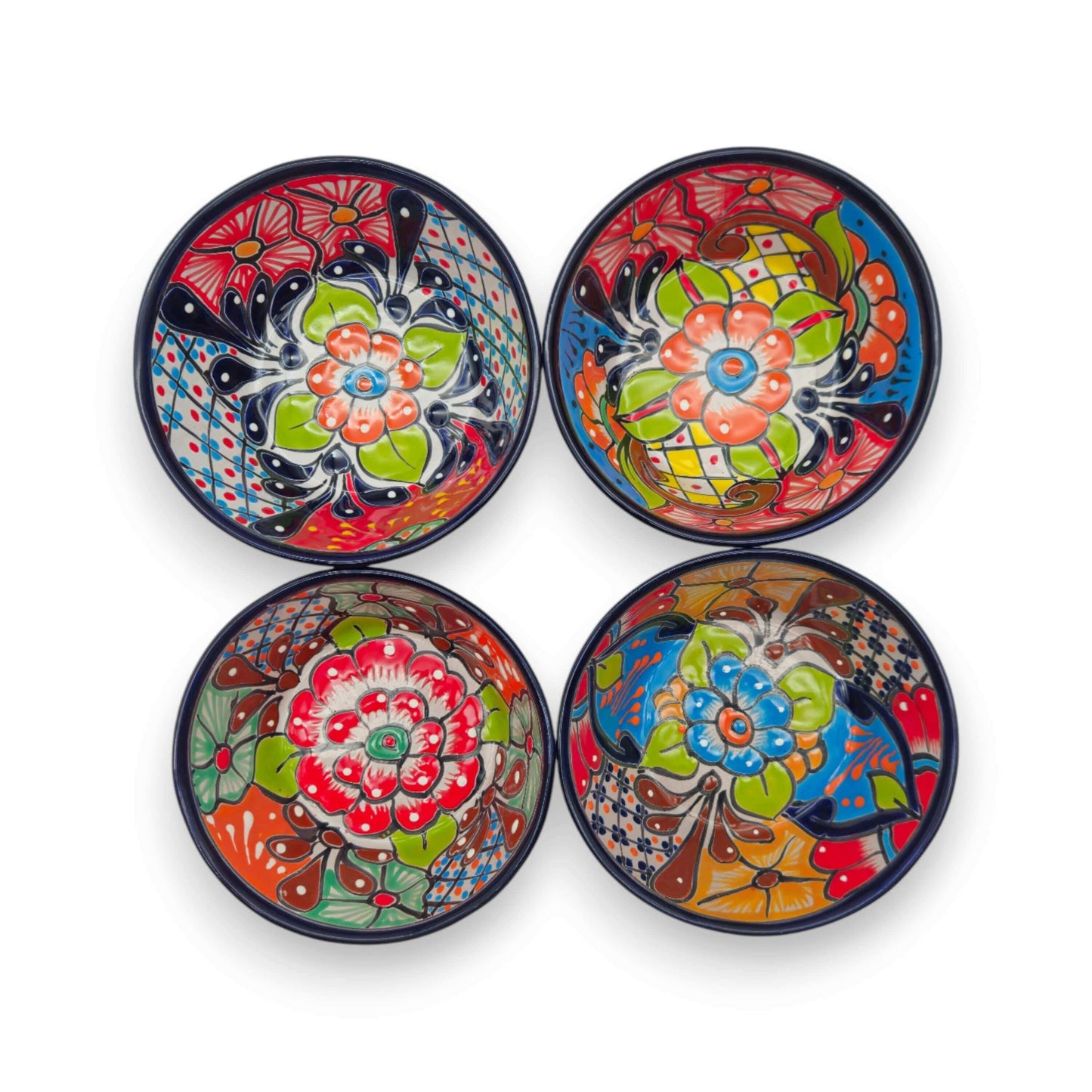 7.5" Talavera Soup Bowl | Handmade Mexican Dinnerware - set of four hand-painted colorful floral Mexican ceramic bowls