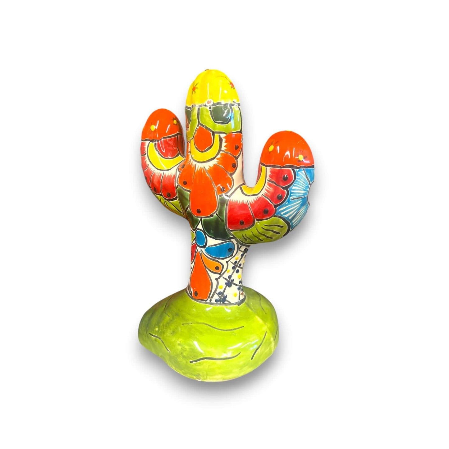 Handmade Talavera Cactus Statue - Mexican Art