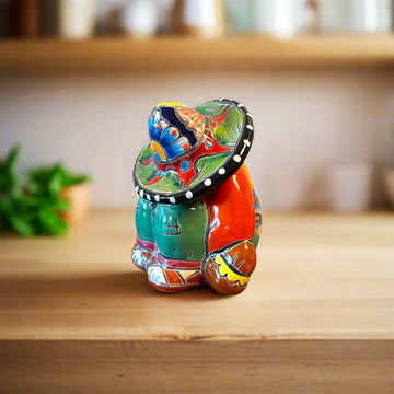 Handmade Talavera Panchito | Colorful Sleeping Man Figurine - hand-painted Mexican ceramic sleeping man with vibrant talavera patterns