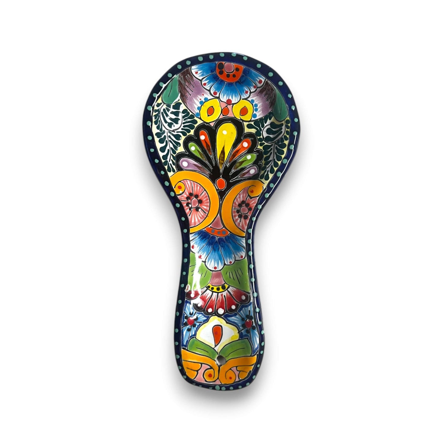 Hand-Painted Talavera Spoon Rest – Colorful Mexican Pottery