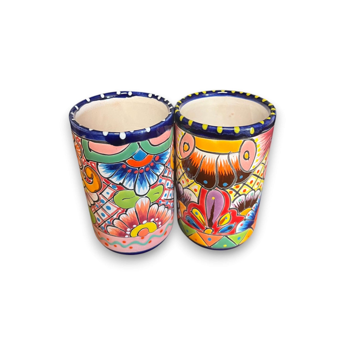 Talavera Tumbler Cup – Hand-Painted Mexican Ceramic Glass