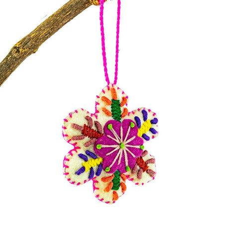 Snowflake Felted Wool Handmade Ornament - Mexico