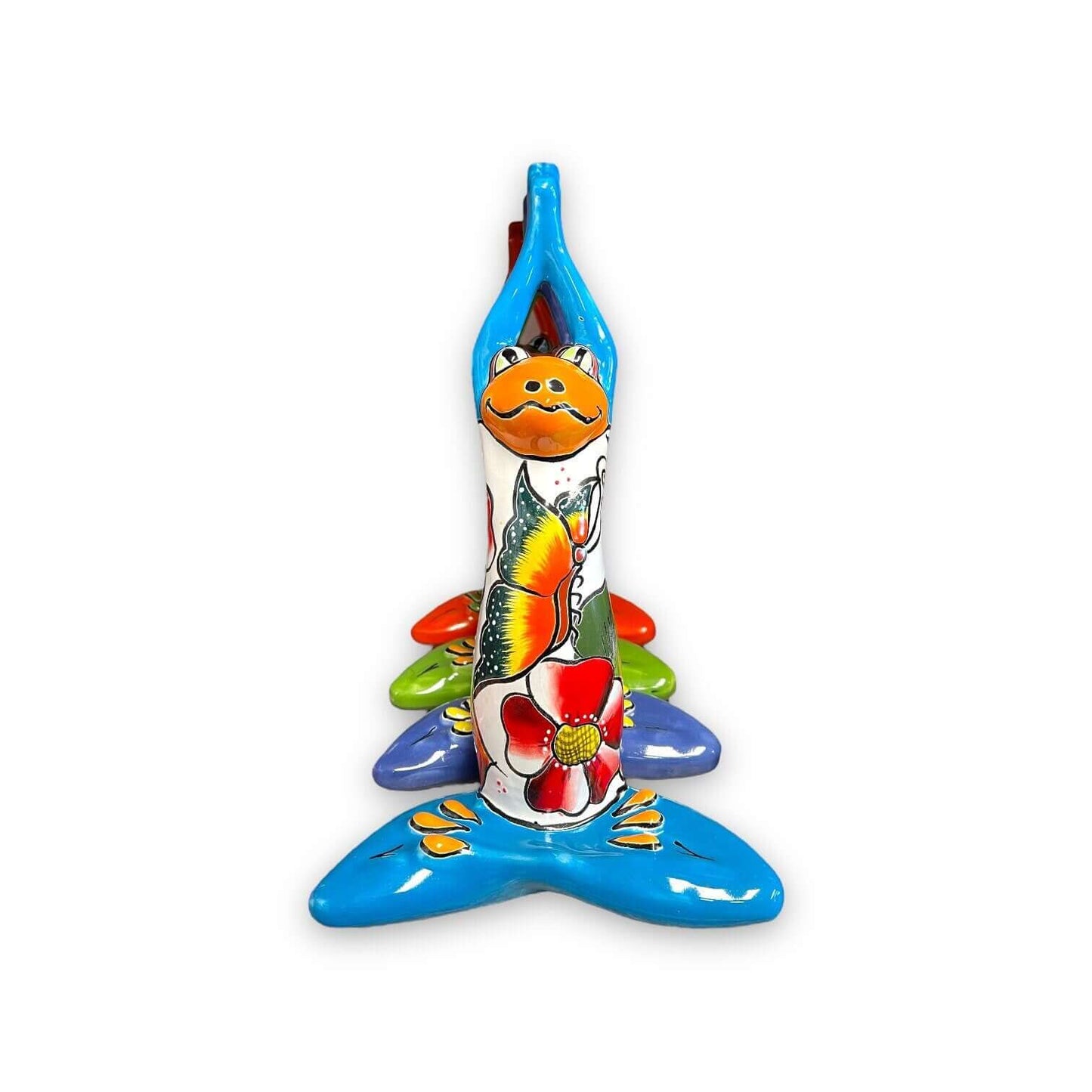 Hand Painted Talavera Frog Statue | Mexican Art