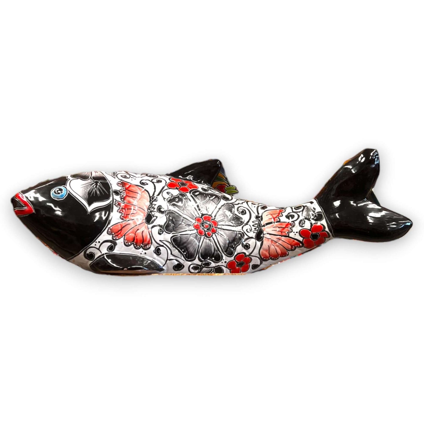 Handmade Talavera Fish Statue - Vibrant Art