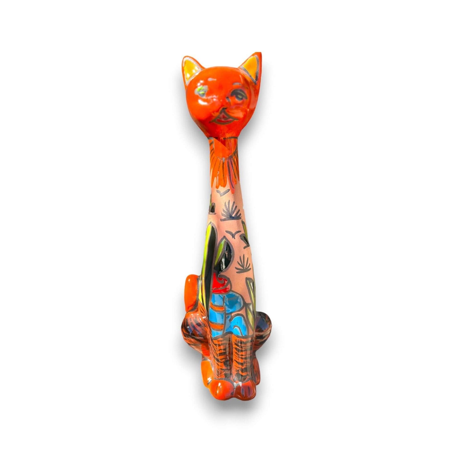 Mexican Talavera Cat Statue - 19.5" Cultural Art