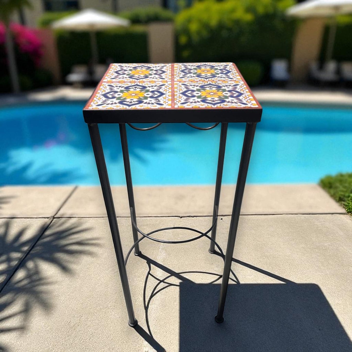 Custom Talavera Tile Accent Table | Handmade Mexican End Table