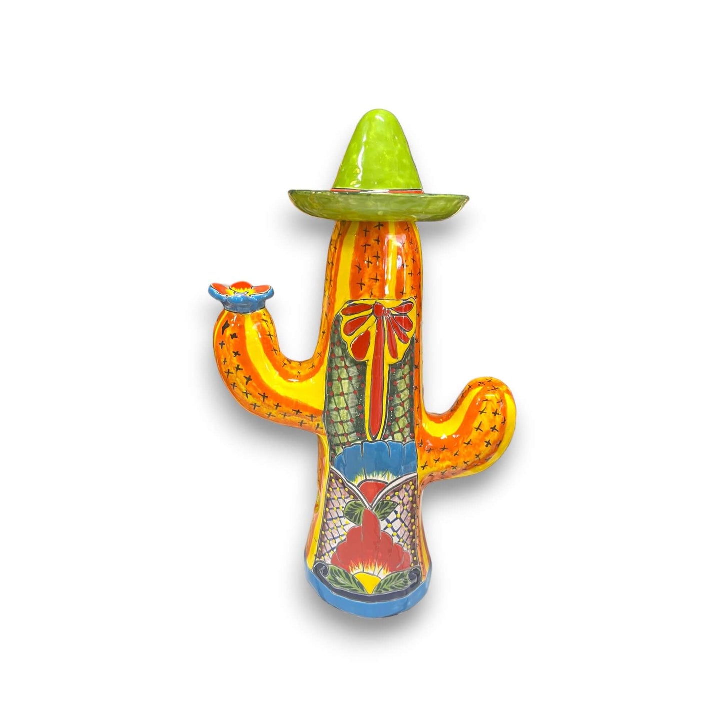 Talavera Cactus Statue - Vibrant Mexican Art