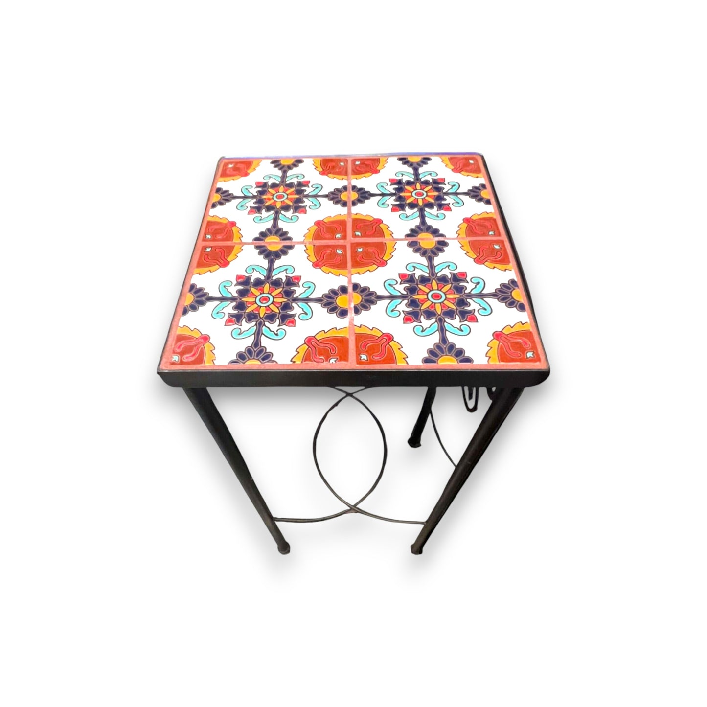 Custom Talavera Tile Accent Table | Handmade Mexican End Table