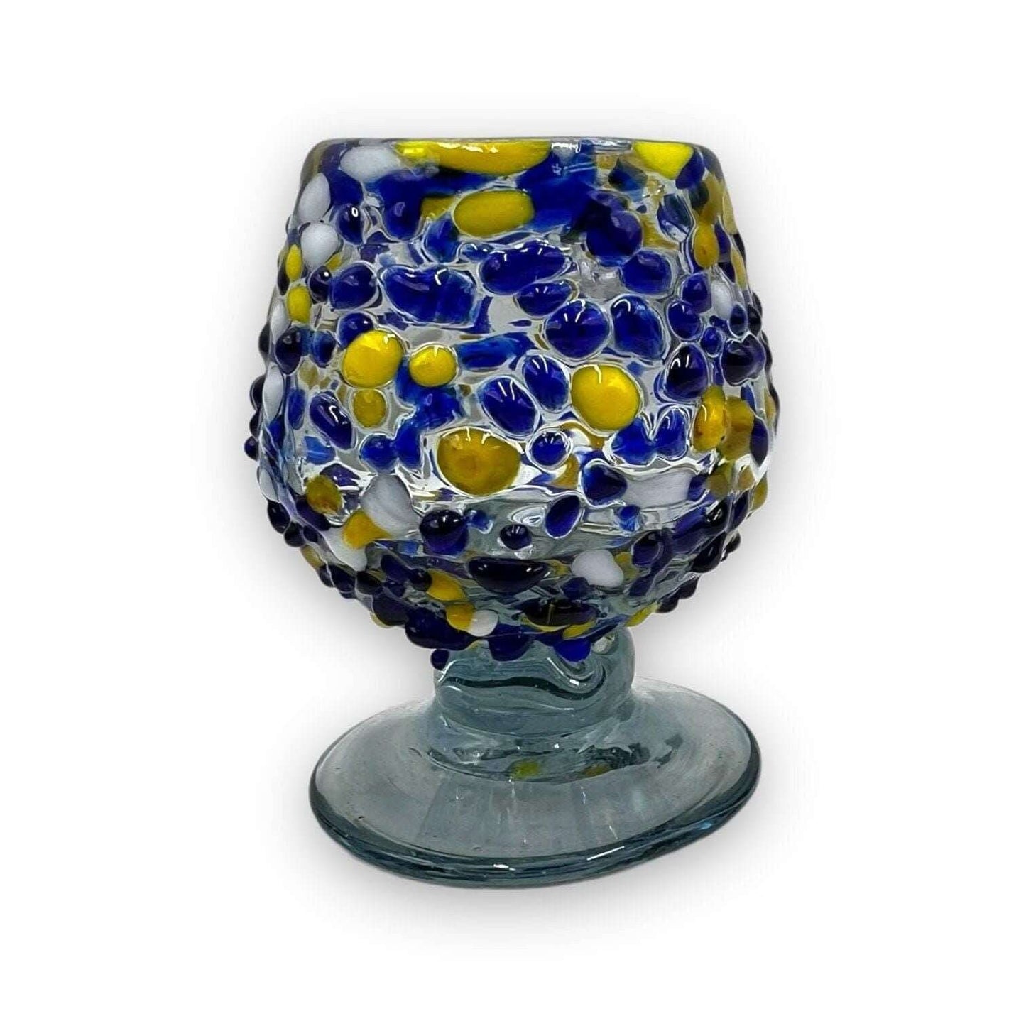 Artisanal Cognac Shot Glass in Blue & Yellow