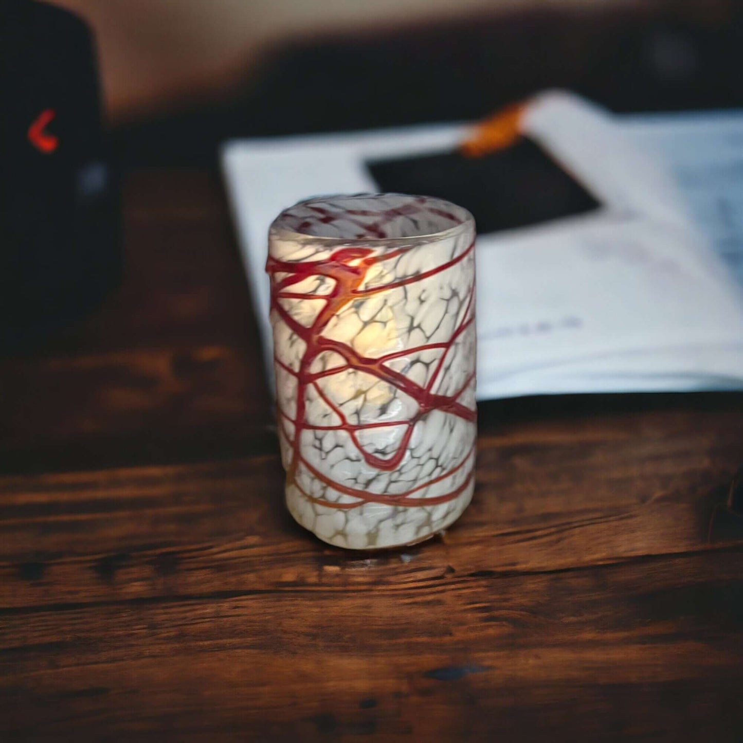 Hand Blown Glasses | White & Red Elegance