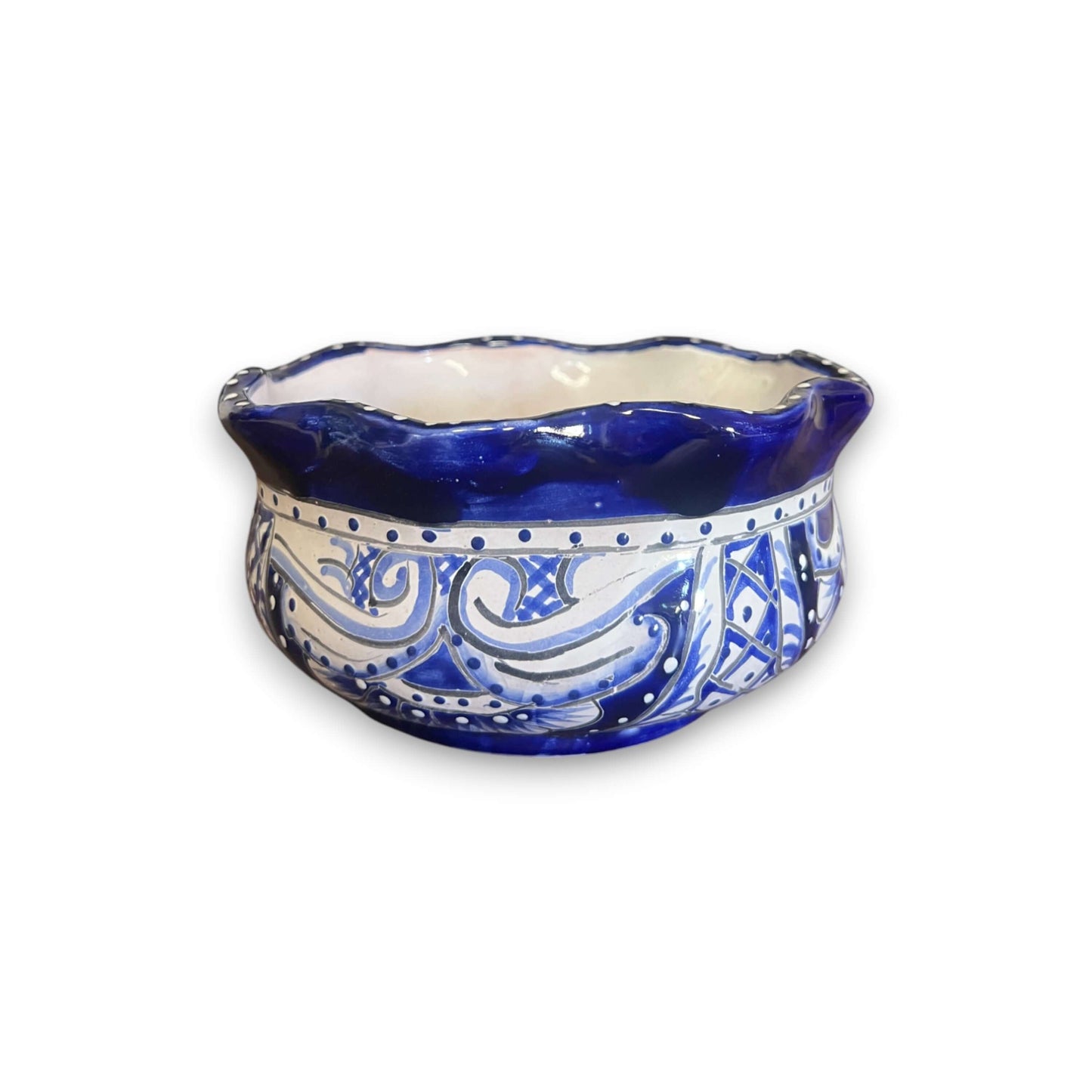 Mini Talavera Flower Pot – Wavy Rim Mexican Ceramic Planter