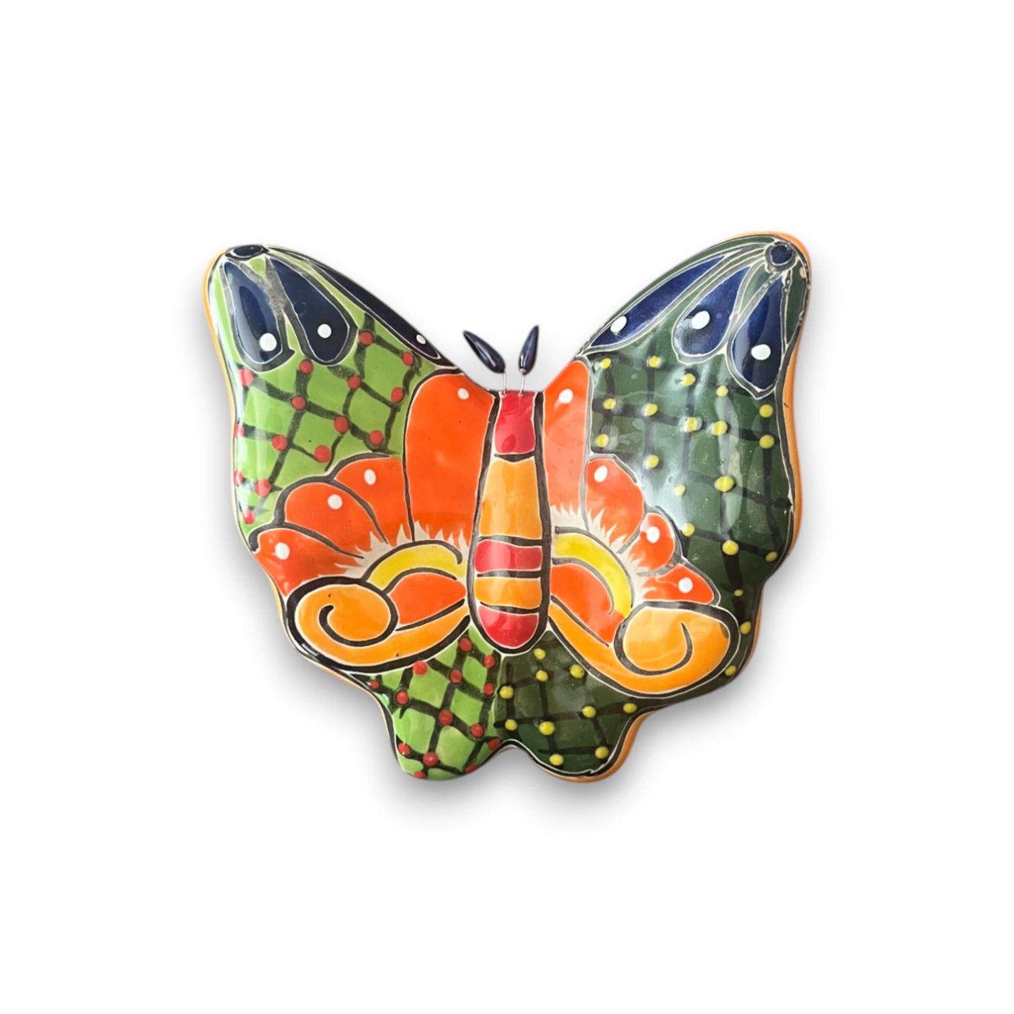 Set of 3 Talavera Butterfly Wall Art | Mexican Wall Hangings - hand-painted colorful Talavera ceramic butterfly from Guanajuato, Mexico