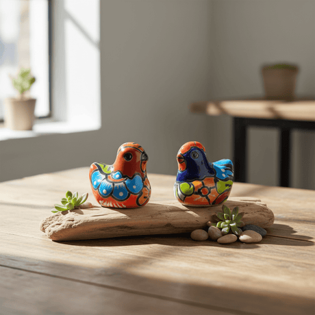 Set of 2 Talavera Chicken Figurines - lifestyle product view 1