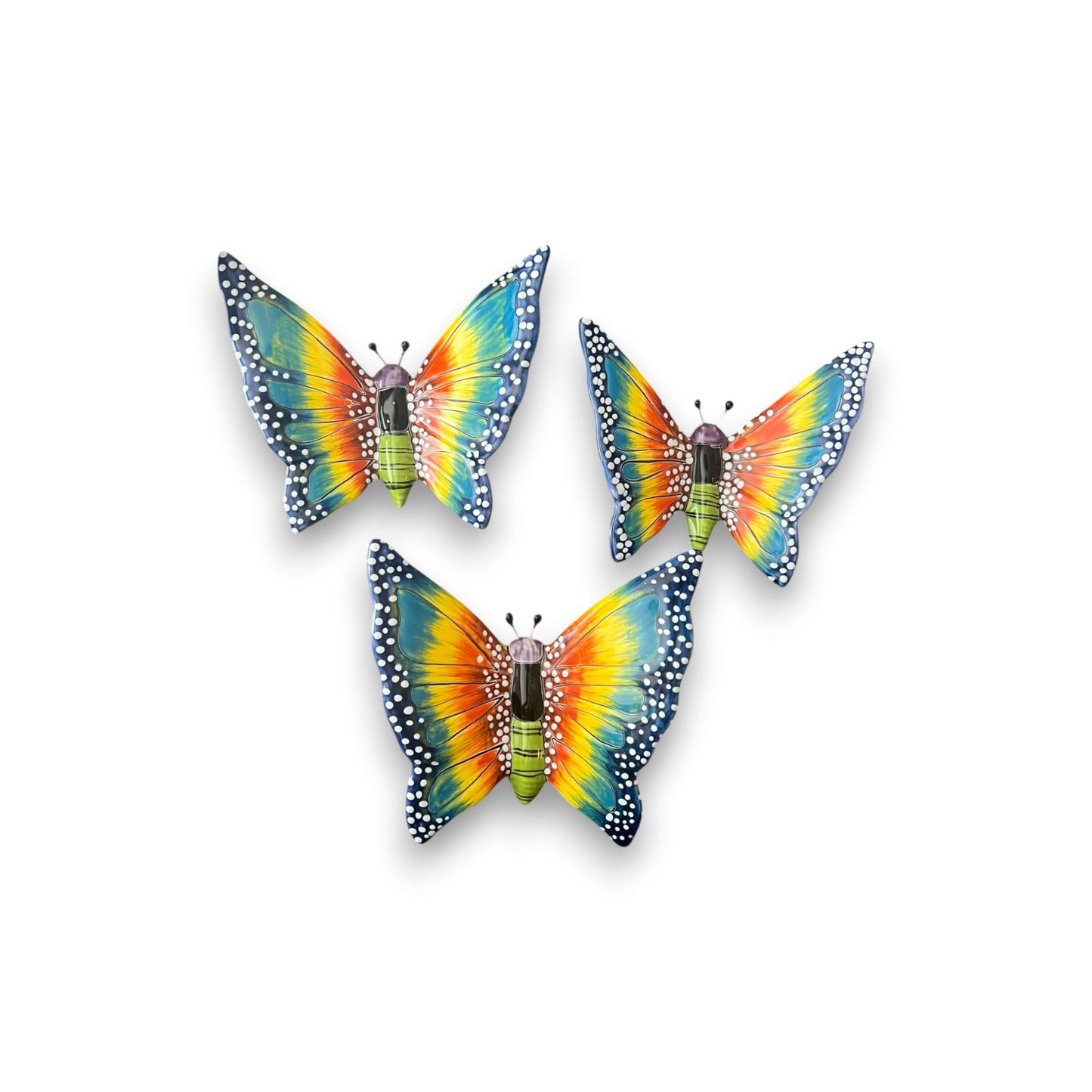 Talavera Butterfly Wall Hangings - Set of 3