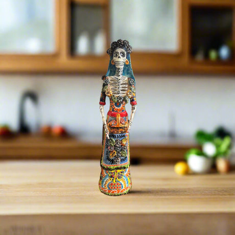 Talavera Day of the Dead Catrina | Pan Dulce Wedding Decoration - hand-painted Talavera Catrina statue for wedding decor